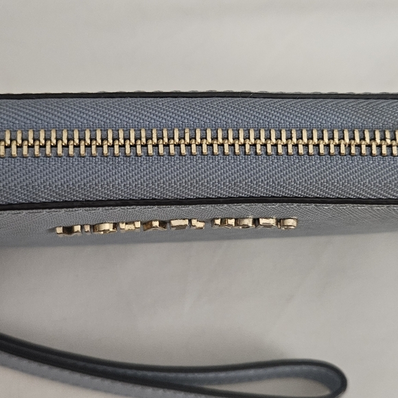 Michael Kors Long Zip Around Wallet Wristlet Powder Blue Clutch Hand Bag - Picture 4 of 9